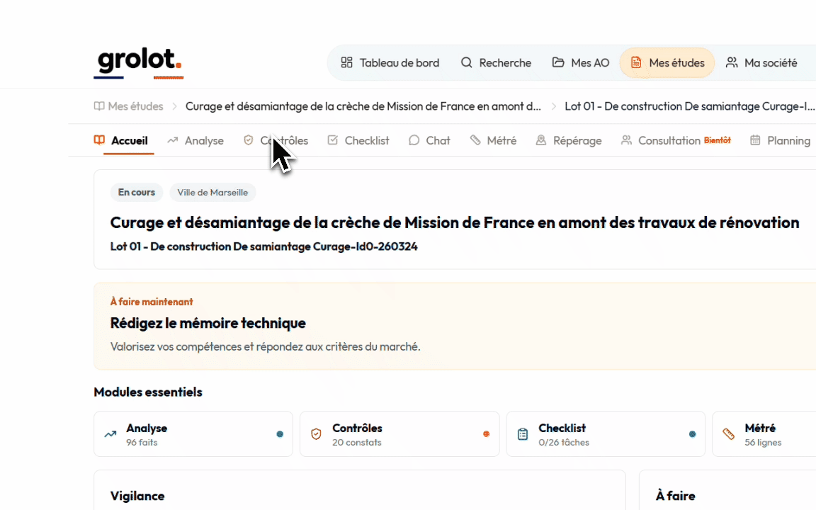 Aperçu : checklist de réponse à l’appel d’offres